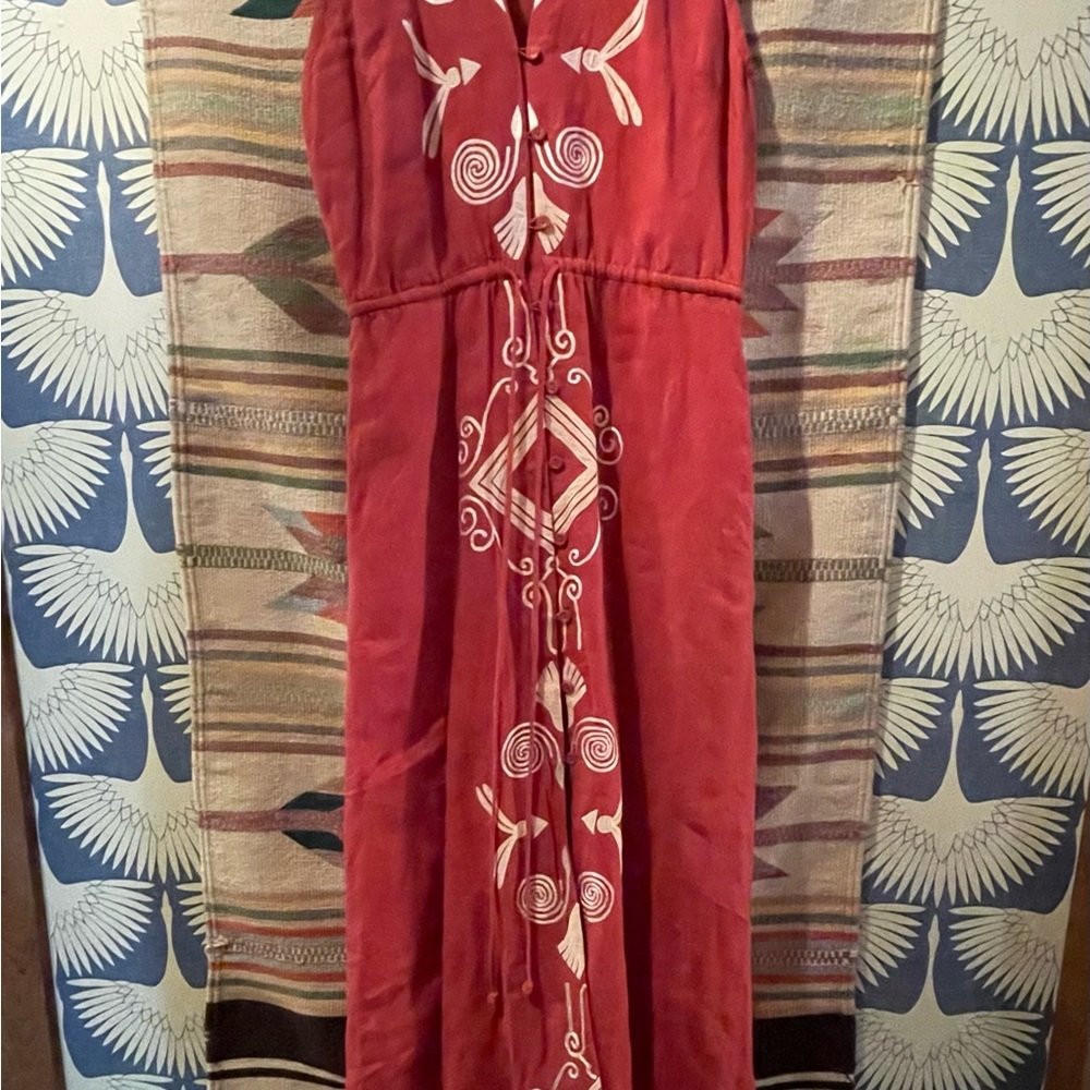 Red Embroidered Maxi Dress - Unknown Brand